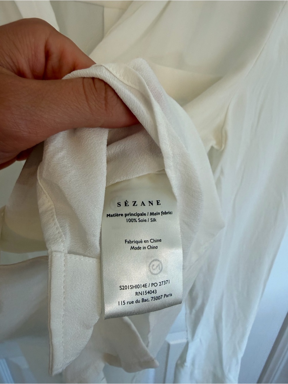 Sezane Florence Shirt 100% Silk Button-Front Blouse White Size S (EUR 32) - Picture 7 of 10